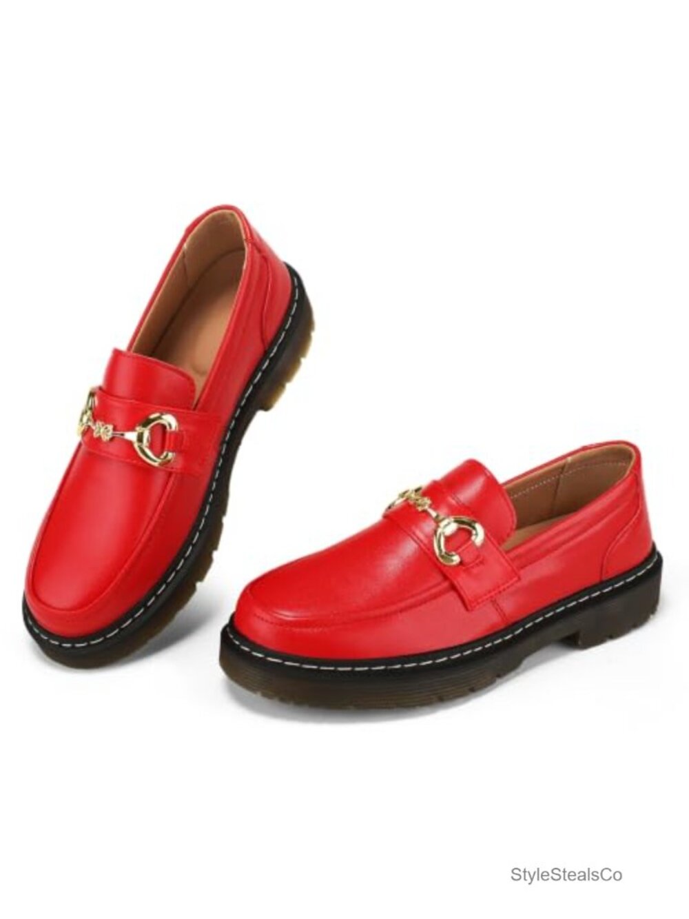 Women's Retro Horsebit Slip On Loafers Breathable Memory Foam Platform Shoes